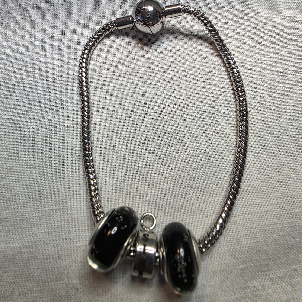 Beautiful Vintage "Iris" Silvertone Bracelet & Murano Glass Cremation Bracelet